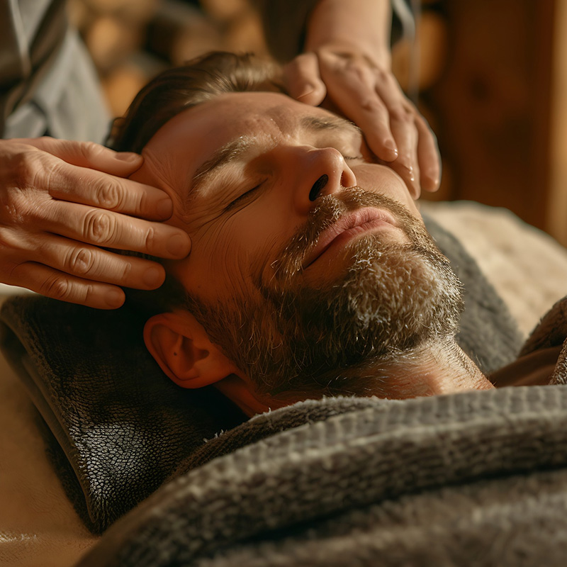 hombre recibiendo masaje en spa